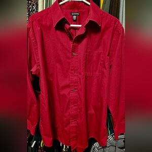George Men's Dark Red Casual Button Down Shirt